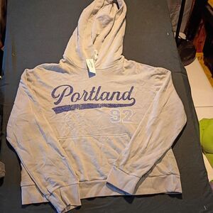FULL TILT Women's Gray Portland 92 Graphic Fleece Pullover Hoodie XL